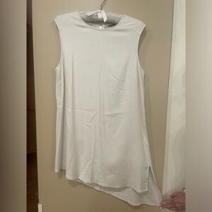 H by Halston Cream Colored Long Tunic Tank Top Asymmetrical Rayon Spandex SZ 8